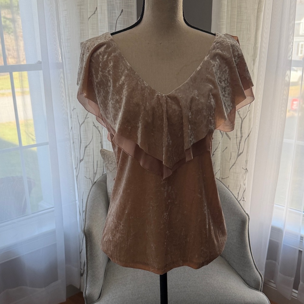 White House Black Market Pink Velvet Layered Blouse